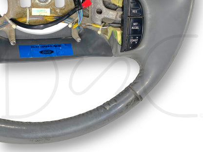 99-04 Ford F250 F350 Lariat Steering Wheel W/ Cruise Control Gray Leather OEM