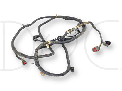 03-04 Ford F250 F350 ECLB Diesel 158" Rear Frame Chassis Wiring Harness *Blem* showing light wear and cut at bed taillight plug, compatible with 2003-2004 Ford F-250 and F-350 trucks, suitable for 6.0L Powerstroke engines, used OEM wiring harness for Super Duty models.