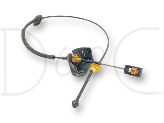 03-07 Ford F250 F350 5R110 Auto Trans Transmission Gear Shift Shifter Cable OE used in good condition with light wear, compatible with 2003-2007 Ford F-250, F-350, F-450, and F-550 trucks, specifically from a 2004 Ford F-350 Lariat 6.0 Diesel model, showing detailed mechanical components and connectors.