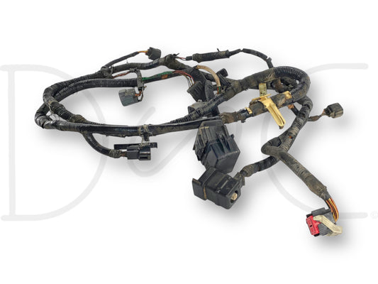 03-04 Ford F250 F350 6.0 6.0L 5R110 Transmission Wiring Harness 4X4 ESOF used wiring harness with light wear and a broken clip on the transfer case plug, compatible with 2003 and 2004 Ford Super Duty trucks including F-250, F-350, F-450, and F-550 models.