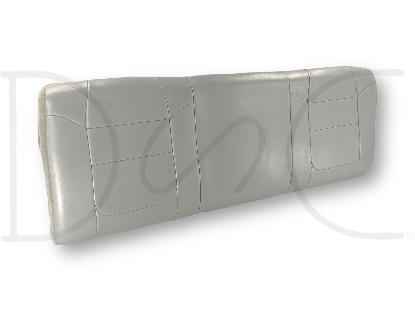 00-07 Ford F250 F350 Lariat Extended Cab Rear Seat Back Cushion Gray Leather, used condition with light wear, designed for Ford Super Duty trucks including 6.0 Powerstroke models, providing OEM quality replacement for extended cab rear seating.