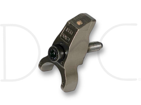 03-05 Ford 6.0 6.0L Diesel T40 Fuel Injector Retainer Hold Down Clamp 1838901C4 with a bolt, used condition showing light wear, designed for 2003-2005 Ford F-250, F-350, F-450, and F-550 Super Duty trucks with 6.0 Powerstroke diesel engines.