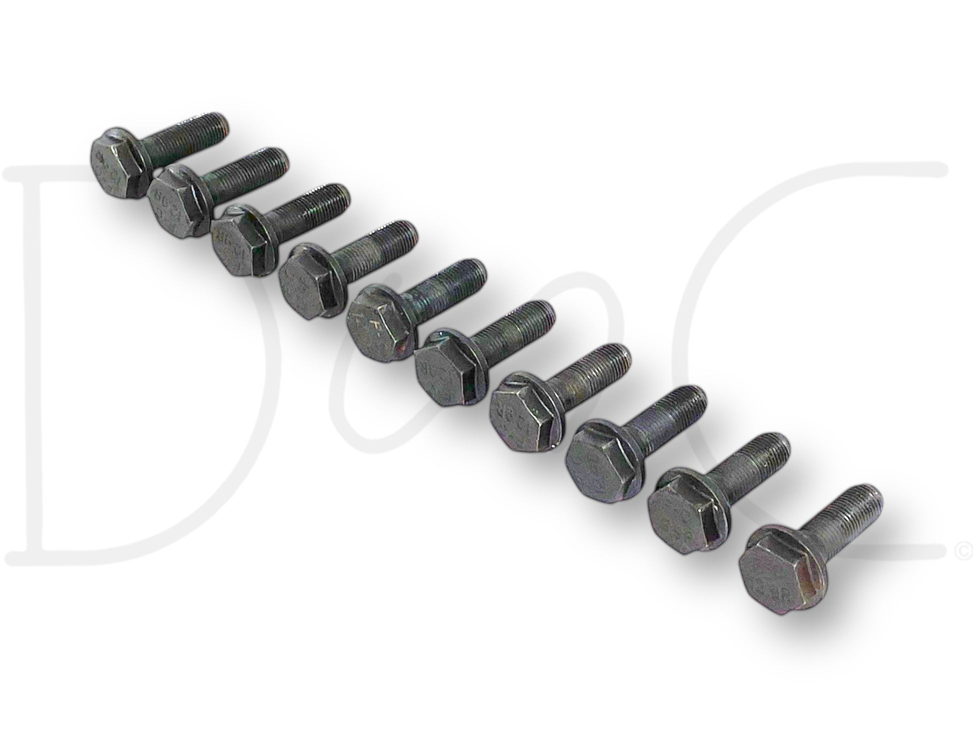Set of ten used, good condition hex head bolts designed for 03-07 Ford F250 F350 6.0 6.0L Diesel Flex Plate Flexplate Bolts Bolt Set (10), compatible with 6.0 Powerstroke engines and Ford Super Duty trucks, featuring durable steel construction for secure flexplate attachment.