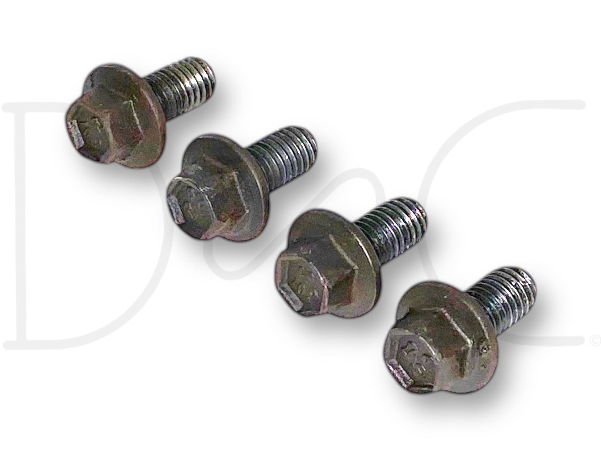 03-07 Ford F250 F350 6.0 6.0L Diesel Water Pump Pulley Bolts OE Bolt Set, used with light wear, designed for secure fastening on 6.0 powerstroke engines in Ford Super Duty trucks including F-250, F-350, F-450, and F-550 models from 2003 to 2007.