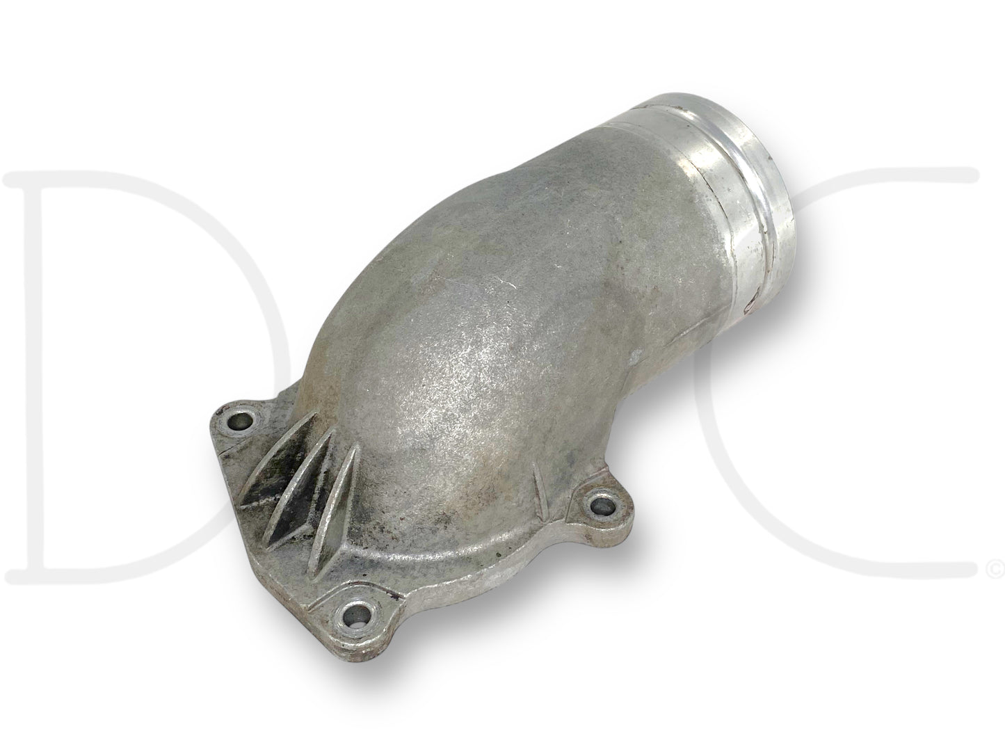 03-04 Ford F250 F350 6.0 6.0L Diesel Throttle Body Intake Manifold Elbow OEM used part showing light wear, designed for 2003-2004 Ford Super Duty trucks. This genuine OE component ensures compatibility and durability in 6.0 Powerstroke diesel engines.