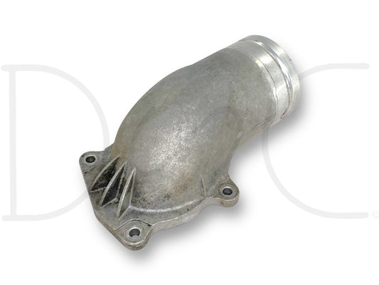 03-04 Ford F250 F350 6.0 6.0L Diesel Throttle Body Intake Manifold Elbow OEM used part showing light wear, designed for 2003-2004 Ford Super Duty trucks. This genuine OE component ensures compatibility and durability in 6.0 Powerstroke diesel engines.