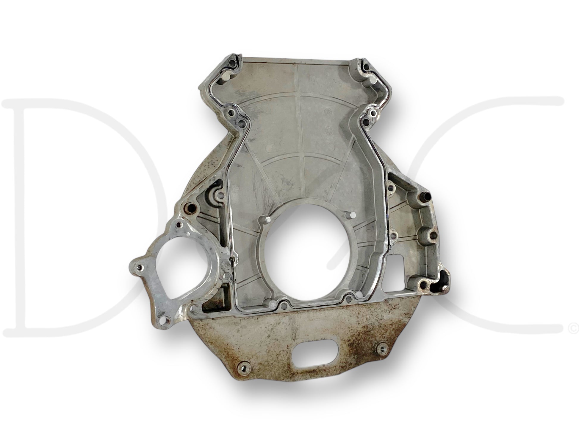 03-10 Ford F250 F350 6.0 6.4 5R110 Auto Trans Rear Engine Adapter Plate OEM used with light wear, removed from a 2004 Ford F-350 Lariat 6.0 Diesel 4WD, compatible with 2003-2010 Ford F-250, F-350, F-450, and F-550 trucks.