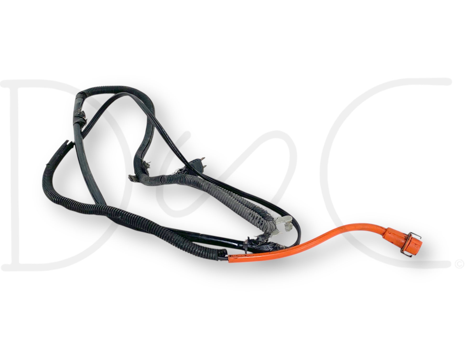 03-07 Ford F250 F350 6.0 6.0L Powerstroke Diesel Engine Block Heater Cord OEM with used good condition wiring harness featuring black protective sheathing and an orange connector, compatible with 2003-2007 Ford Super Duty trucks.
