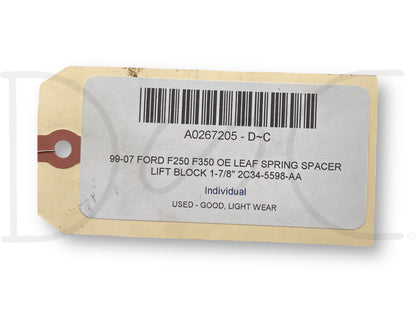 99-07 Ford F250 F350 OE Leaf Spring Spacer Lift Block 1-7/8" 2C34-5598-Aa