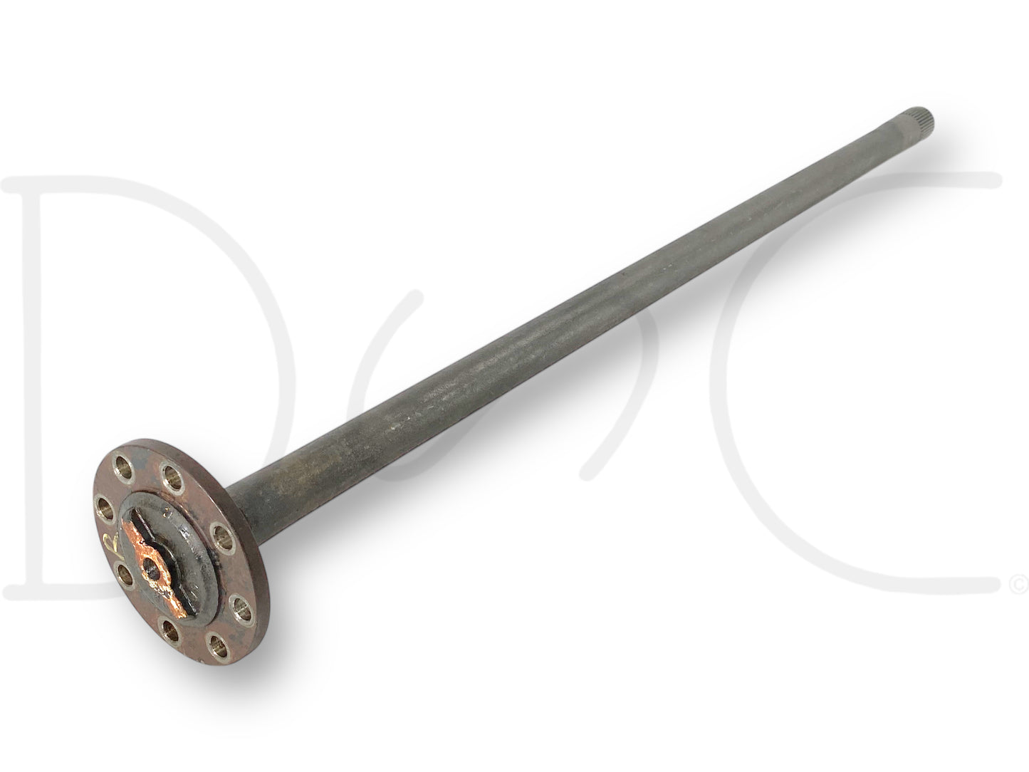 99-04 Ford F350 DRW Dually Pickup DANA 80 Rear Axle Shaft RH Right Passenger OE part, used with light wear, designed for 1999-2004 Ford F-350 trucks with 6.0L Powerstroke and compatible with Super Duty models, featuring durable steel construction and flange mounting.