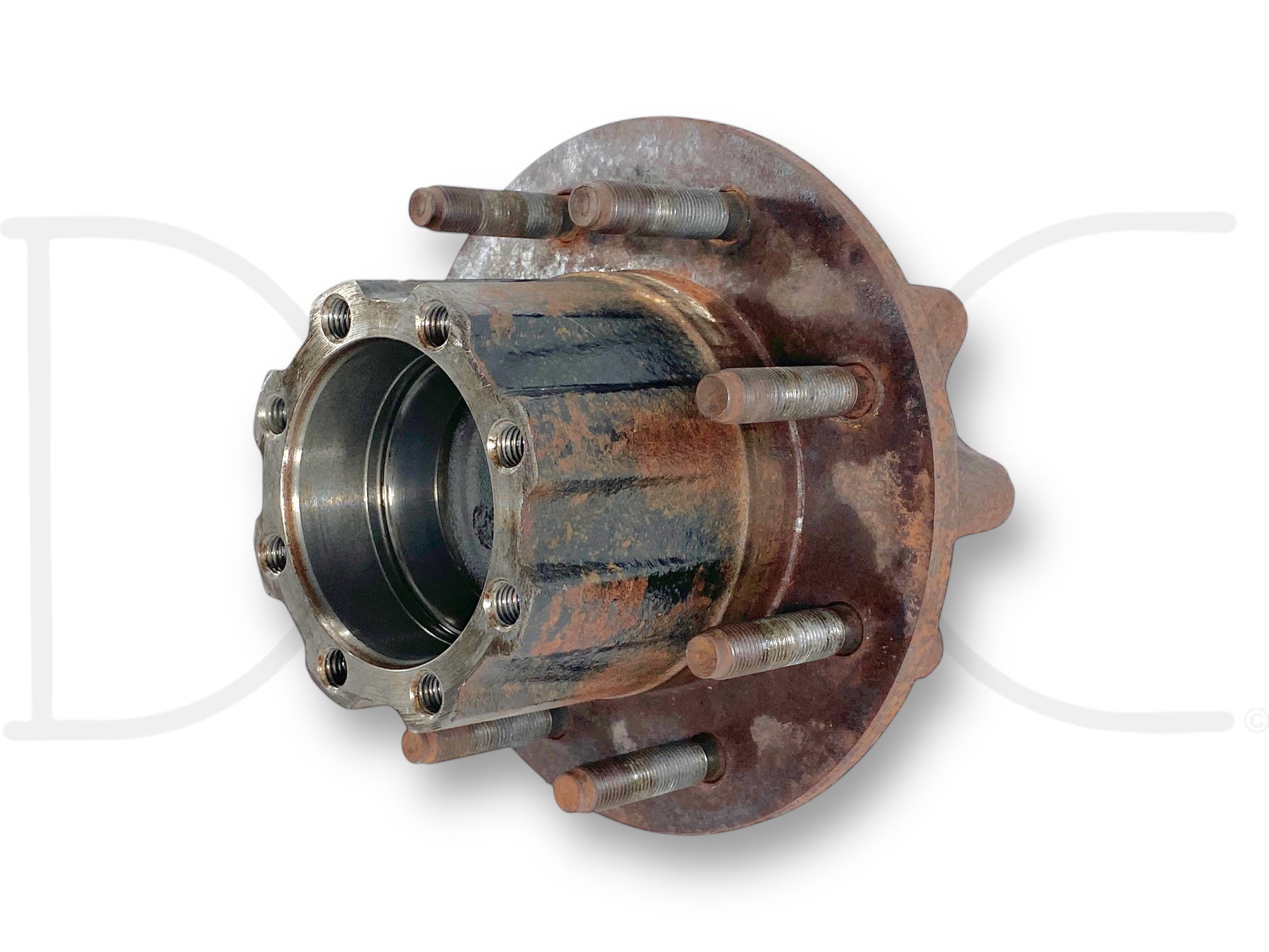 Used 02-04 Ford F350 DRW Dually DANA 80 Rear Axle Wheel Bearing Hub OE 3C34-1109-D with light wear, removed from a 2004 Ford F-350 Lariat 6.0 Diesel 4WD. Genuine OE part designed for durability and fitment on 1999-2004 Ford F-350 trucks.