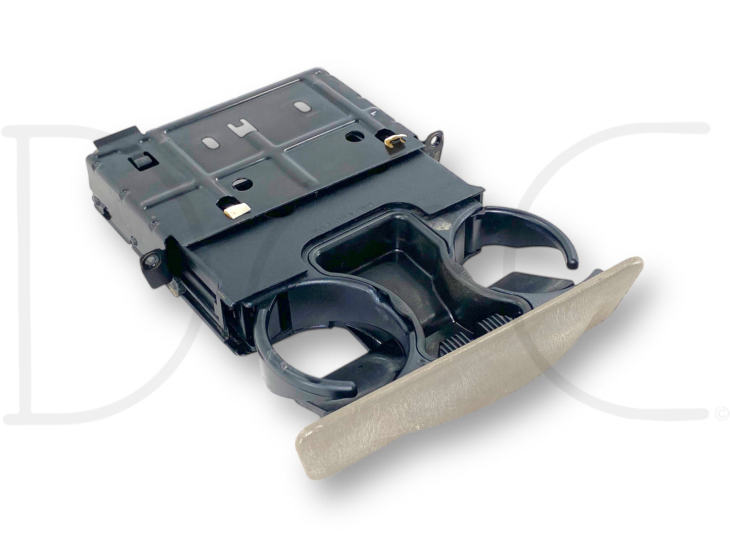 99-04 Ford F250 F350 Dash Cupholder Pull Out Assembly Tan OE *Blem* showing a used tan cupholder with light wear and blemishes, compatible with 1999-2004 Ford F-250, F-350, F-450, and F-550 Super Duty trucks, suitable for models with 6.0L diesel engines.