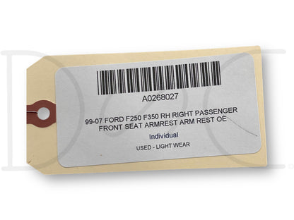99-07 Ford F250 F350 RH Right Passenger Front Seat Armrest Arm Rest OE
