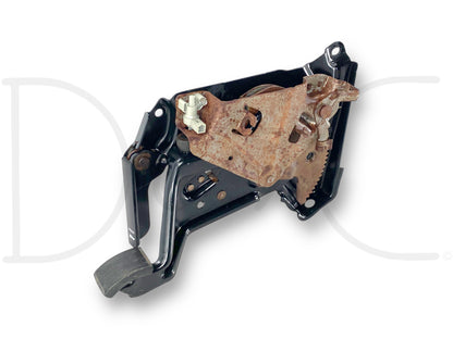 02-04 Ford F250 F350 Emergency Parking Brake Pedal Assembly Hood Release OEM part with used condition showing light wear and wear on the pedal pad, compatible with 2002-2004 Ford Super Duty trucks including F-250, F-350, F-450, and F-550 models.