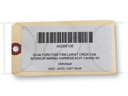 03-04 Ford F250 F350 Lariat Crew Cab Interior Wiring Harness 4C3T-14A005-Xh