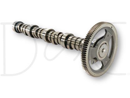 Ford 6.0 6.0L Powerstroke Diesel Camshaft 1838404C2 Cam W/ Gear OE, used with light wear, featuring a polished metal camshaft and attached gear, compatible with 2003-2007 Ford F-250, F-350, F-450, and F-550 Super Duty trucks.