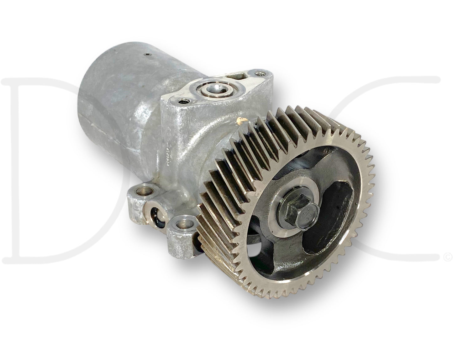 03-04 Ford F250 F350 6.0 6.0L Diesel HPOP High Pressure Oil Pump W/ Gear, used condition with light wear, metal engine part featuring a large gear and mounting points, compatible with 2003-2004 Ford Excursion and F-Series Super Duty trucks.