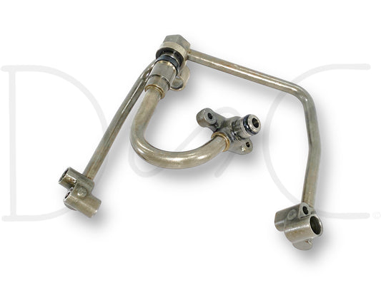 03-04 Ford F250 F350 6.0 6.0L Diesel HPOP High Pressure Oil Pump Branch Tube, used with light wear, made of metal tubing with mounting points, compatible with 2003-2004 Ford Excursion and Super Duty trucks including F-250, F-350, F-450, and F-550 models.