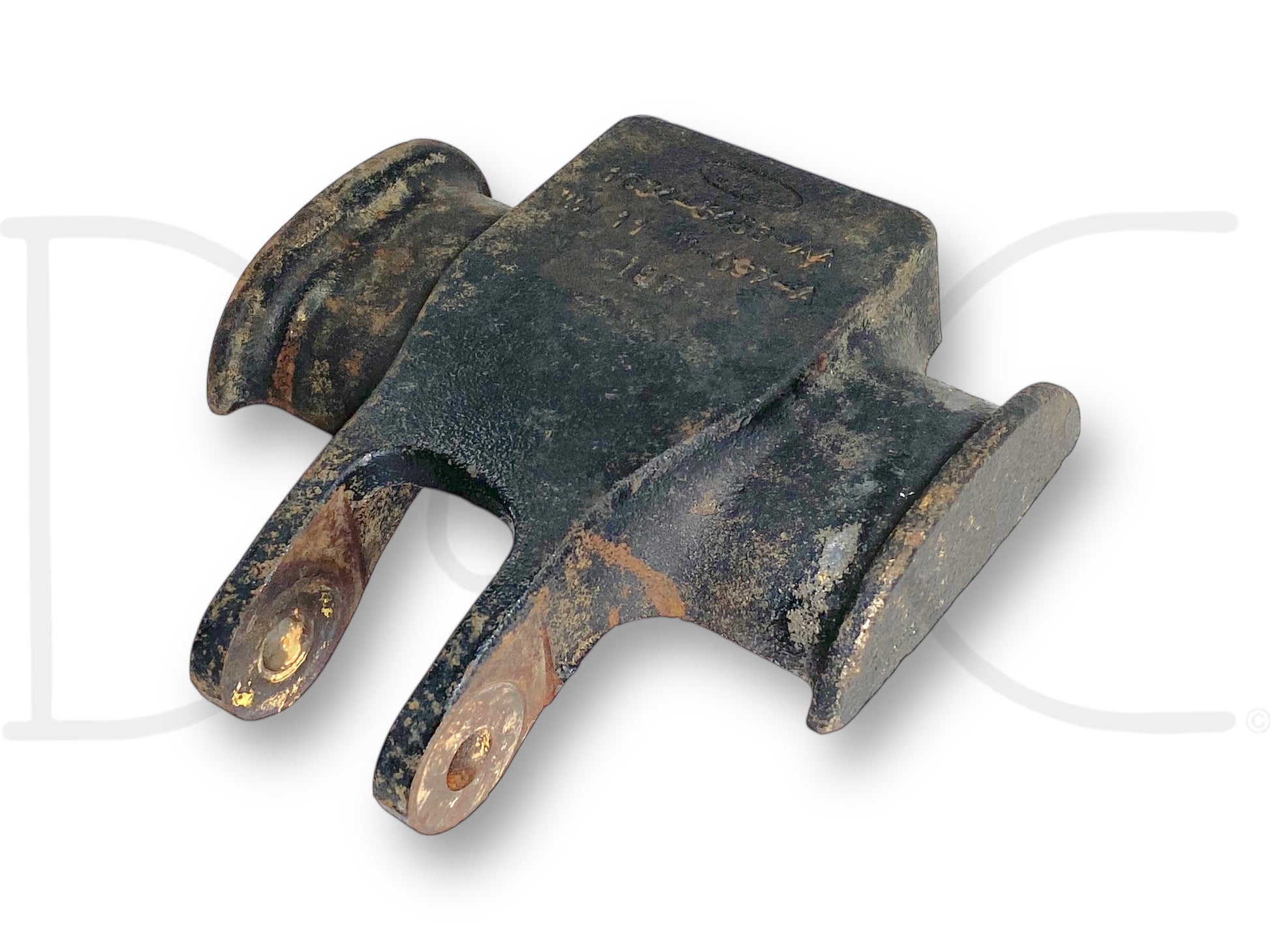 99-04 Ford F250 F350 4X4 Front Lower Shock Mount U Bolt Plate 1C34-5458-Aa used automotive suspension part showing light wear and rust, compatible with 1999-2004 Ford F-250, F-350, F-450, and F-550 trucks, suitable for 6.0L Powerstroke diesel models.
