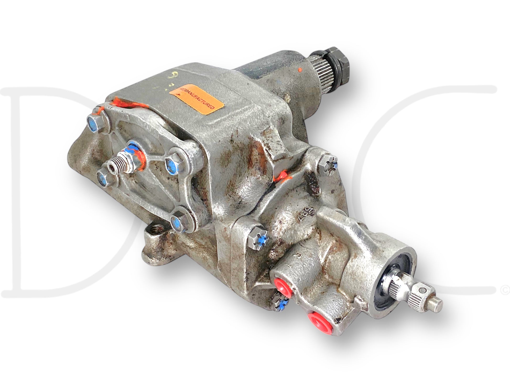 Used good condition 00-04 Ford F250 F350 Excursion Power Steering Gearbox Gear Box, removed from a 2004 Ford F-350 Lariat 6.0L diesel with light wear, compatible with 2000-2004 Ford Expedition, F-250, and F-350 trucks, offering reliable OE quality.