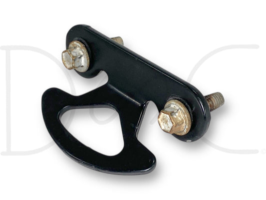 99-10 Ford F250 F350 Pickup Truck Box Bed Tie Down Hook OEM, used with light wear, black metal hook with two bolts, compatible with 1999-2010 Ford F-250, F-350, and F-450 trucks, suitable for securing truck bed cargo, genuine OE part.