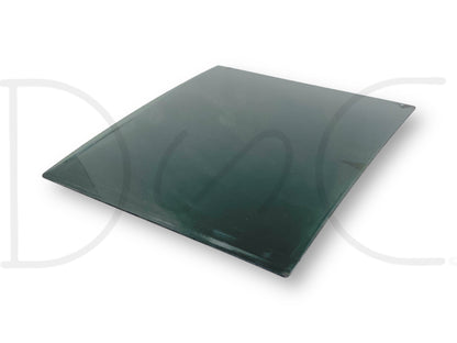 99-07 Ford F250 F350 Center Middle Sliding Rear Window Back Glass Pane *Blem* shown on a white background, tinted dark glass with light wear and surface blemishes, missing latch handle, compatible with Ford F-250 and F-350 models from 1999 to 2007.