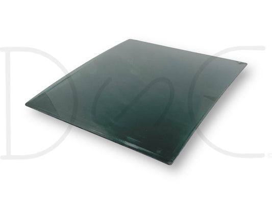 99-07 Ford F250 F350 Center Middle Sliding Rear Window Back Glass Pane *Blem* shown on a white background, tinted dark glass with light wear and surface blemishes, missing latch handle, compatible with Ford F-250 and F-350 models from 1999 to 2007.