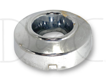 99-04 Ford F350 Super Duty 4X4 Dually Front Wheel Center Hub Cap Hubcap *Blem* with visible signs of use including peeling chrome finish, dents, and scratches, suitable for 1999-2004 Ford F-350 4WD dually trucks.