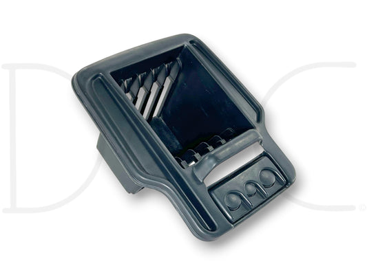 99-07 Ford F250 F350 Center Console Insert CD Tray W/ Coin Holder in used good condition, designed for Super Duty trucks with coin holder and CD slot features.