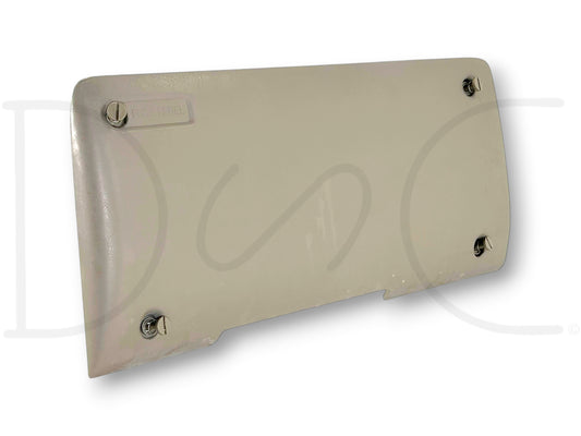 99-04 Ford F250 F350 Lower Dash Fuse Panel Cover Trim Tan OE F81B-25044F08-A used, good condition with light wear, fits 1999-2004 Ford F-250, F-350, F-450, F-550 trucks