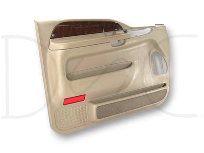03-04 Ford F250 F350 King Ranch LH Left Driver Front Door Panel Tan Woodgrain OE