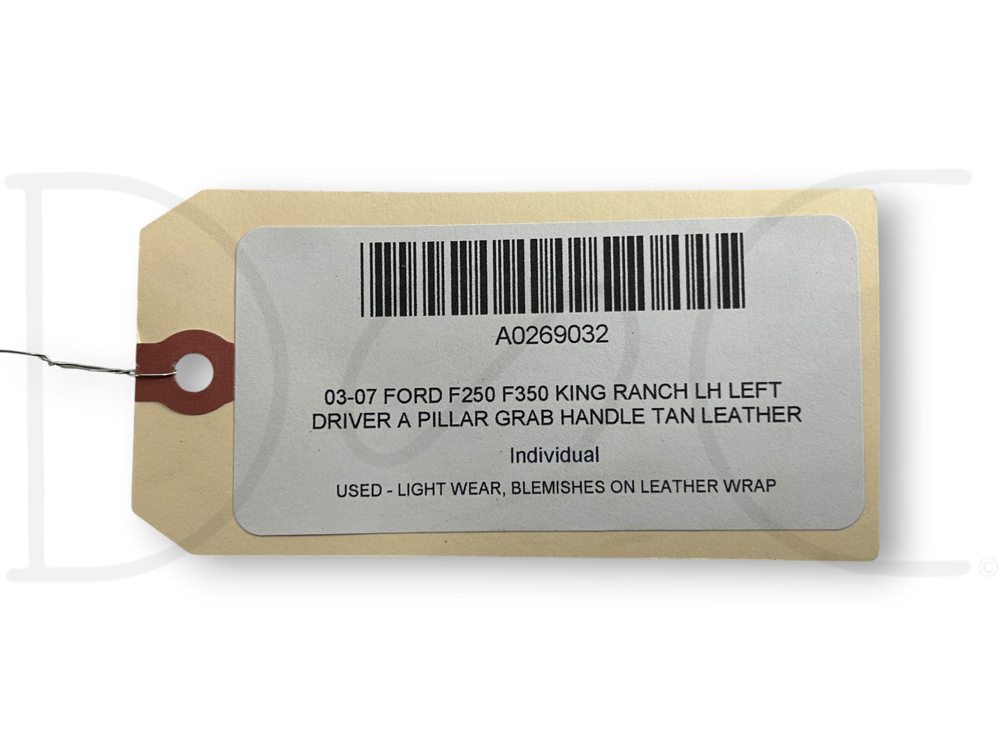 03-07 Ford F250 F350 King Ranch LH Left Driver A Pillar Grab Handle Tan Leather