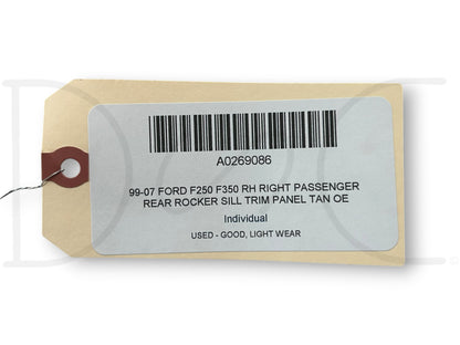 99-07 Ford F250 F350 RH Right Passenger Rear Rocker Sill Trim Panel Tan OE