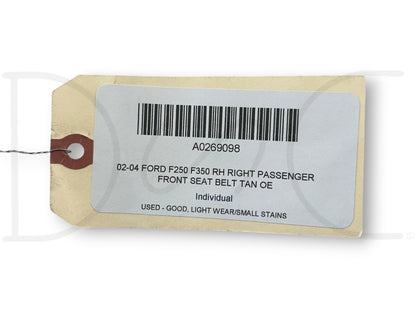 02-04 Ford F250 F350 RH Right Passenger Front Seat Belt Tan OE