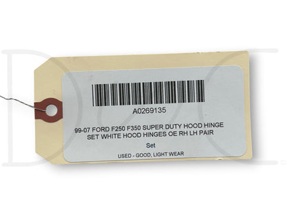 99-07 Ford F250 F350 Super Duty Hood Hinge Set White Hood Hinges OE RH LH Pair