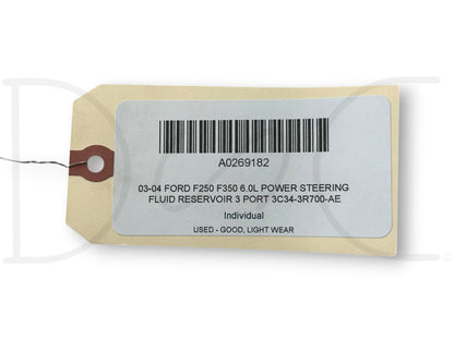 03-04 Ford F250 F350 6.0L Power Steering Fluid Reservoir 3 Port 3C34-3R700-Ae