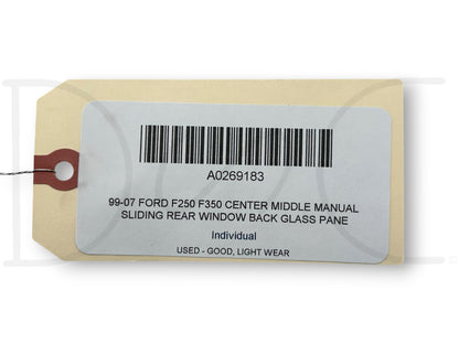 99-07 Ford F250 F350 Center Middle Manual Sliding Rear Window Back Glass Pane