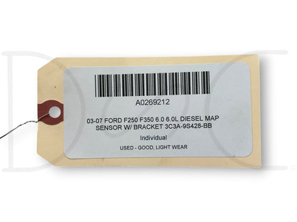 03-07 Ford F250 F350 6.0 6.0L Diesel Map Sensor W/ Bracket 3C3A-9S428-Bb