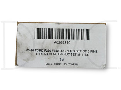 03-16 Ford F250 F350 Lug Nuts Set Of 8 Fine Thread OEM Lug Nut Set M14-1.5