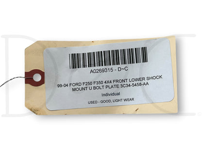 99-04 Ford F250 F350 4X4 Front Lower Shock Mount U Bolt Plate 3C34-5458-Aa
