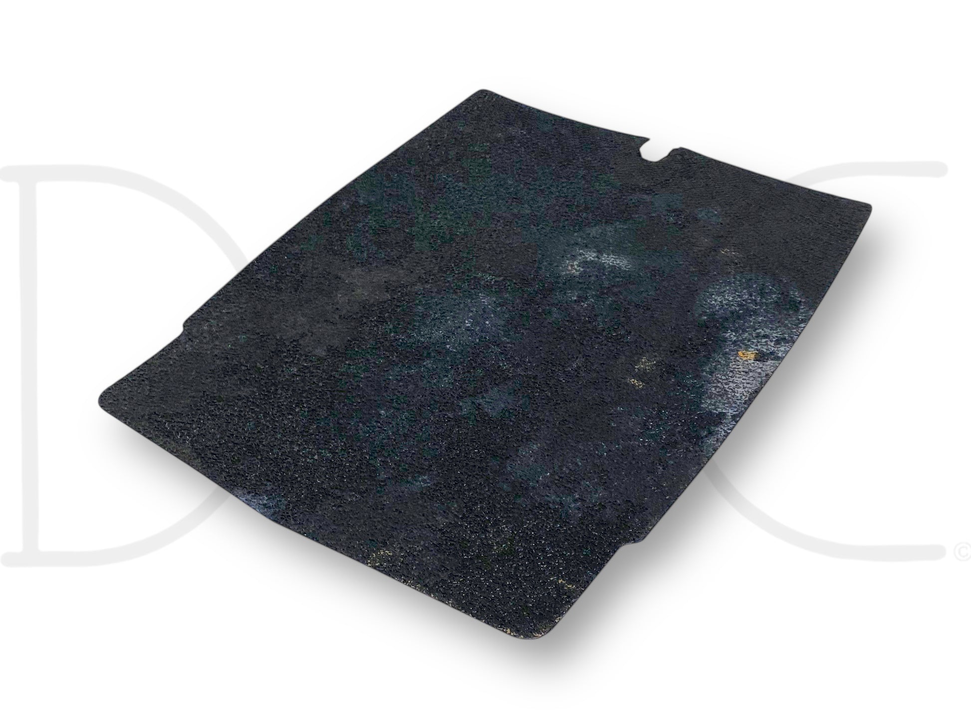 99-07 Ford F250 F350 Super Duty Center Console Floor Liner Mat OE used with light wear and a notch at the front edge, compatible with 1999-2007 Ford F-250 F-350 F-450 F-550 models, suitable for diesel Powerstroke trucks.