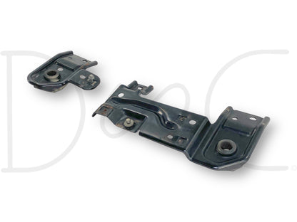 99-03 Ford F250 F350 Upper Radiator Mount Bracket Pair OE Brackets F81B8K007-AB, used with light wear, compatible with 1999-2002 Ford F-250 and F-350 trucks including 7.3L Powerstroke diesel models, made of durable black metal.