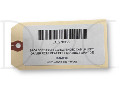 99-04 Ford F250 F350 Extended Cab LH Left Driver Rear Seat Belt Seatbelt Gray OE