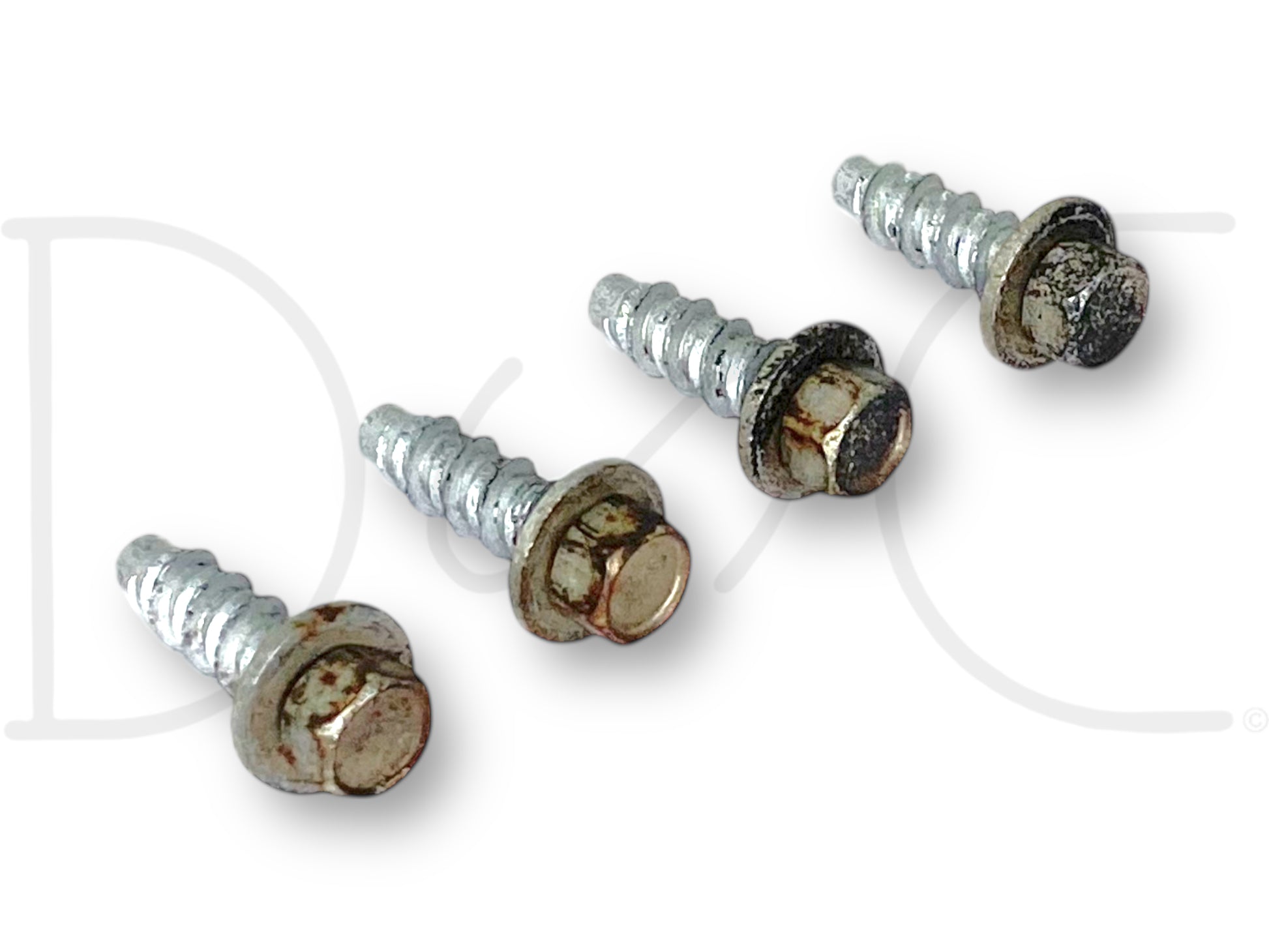99-16 Ford F250 F350 Super Duty Taillight Screw 8MM Rear Tail Light Screw Set 4, used condition with light wear, showing some rust and corrosion on the metal heads and threads, suitable for Ford Super Duty trucks from 1999 to 2016.