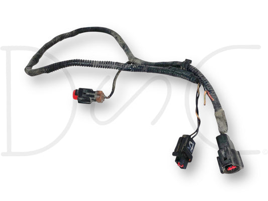 99-01 Ford F250 F350 7.3 7.3L Ac A/C Compressor Wiring Harness *Blem* for diesel engine parts, showing a used wiring harness with sensors and connectors, suitable for Ford Powerstroke 7.3L models from 1999 to 2001, with visible wear and cut wire sensor plug.