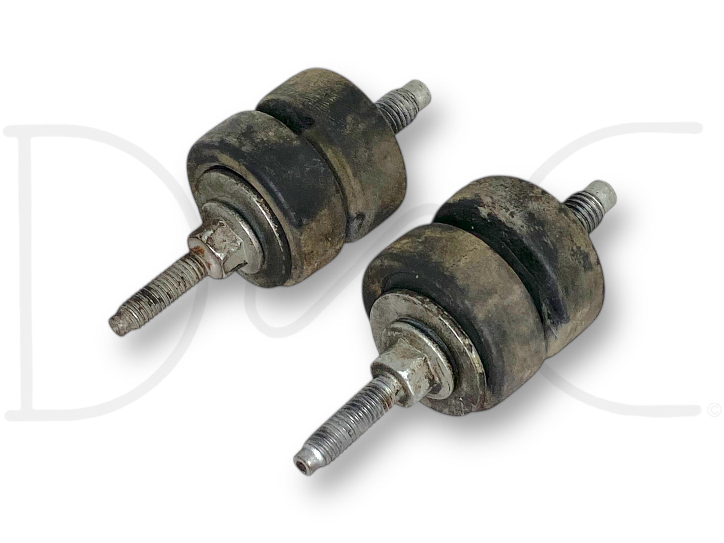 Pair of used intercooler mounting bolt set bushings and bolts with light wear, compatible with 99-03 Ford F250 F350 7.3 7.3L Intercooler Mounting Bolt Set Bushings Bolts OE, suitable for Ford Powerstroke diesel trucks in the F250, F350, F450, and F550 range.
