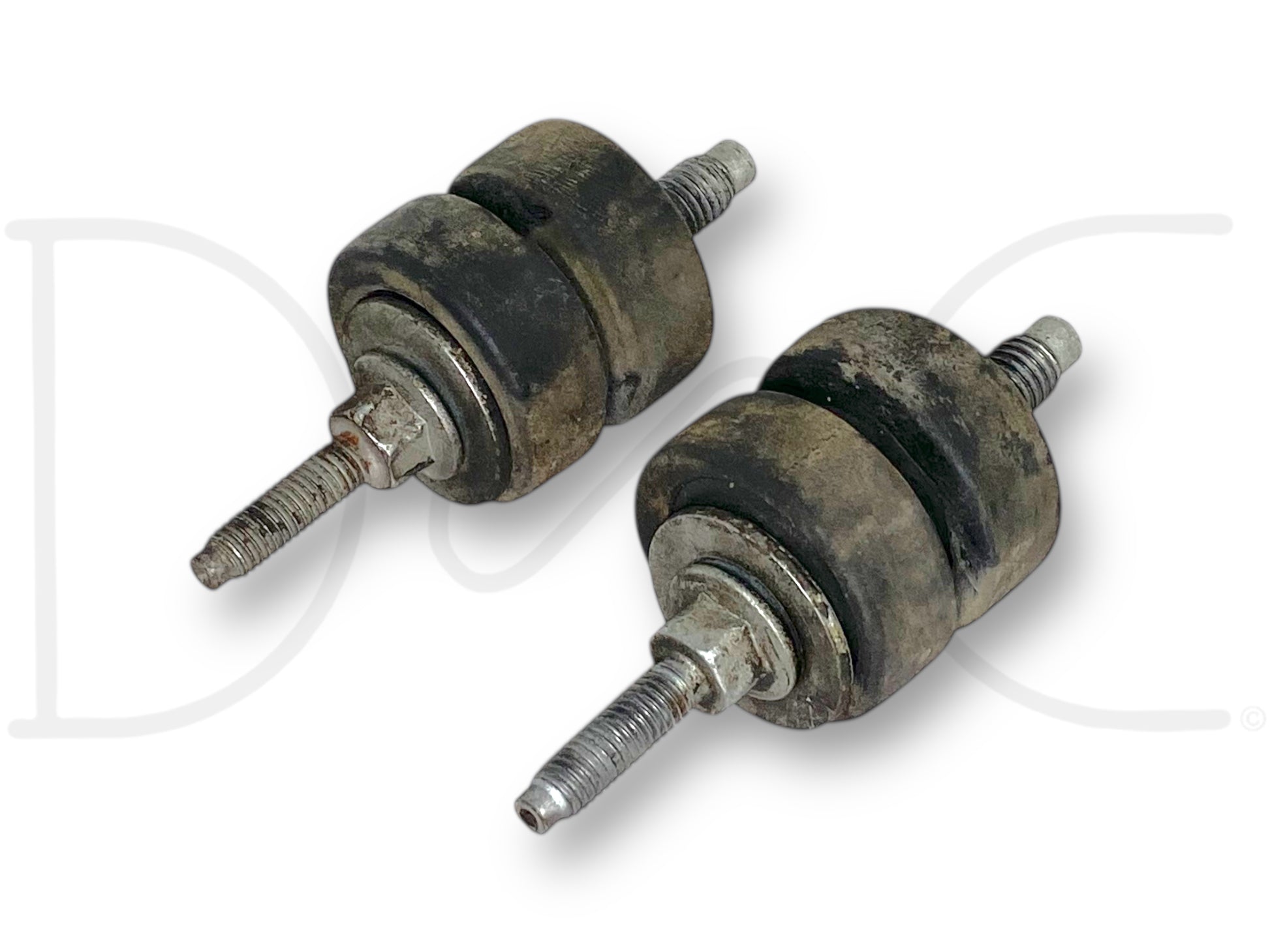 Pair of used intercooler mounting bolt set bushings and bolts with light wear, compatible with 99-03 Ford F250 F350 7.3 7.3L Intercooler Mounting Bolt Set Bushings Bolts OE, suitable for Ford Powerstroke diesel trucks in the F250, F350, F450, and F550 range.