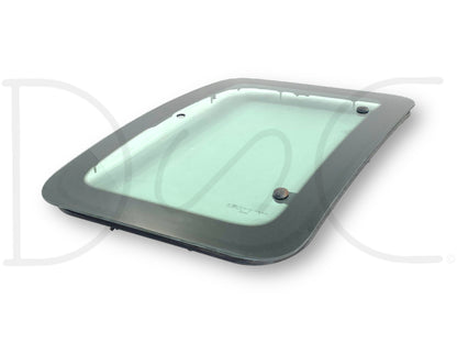99-16 Ford F250 F350 Super Cab RH Right Passenger Rear Door Window Glass OEM used part in good condition with light wear, compatible with 1999-2016 Ford F-250, F-350, F-450, and F-550 Super Duty models, featuring original glass and frame assembly.