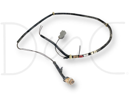 1999 Ford F250 F350 Rear Bumper License Plate Light Harness F81B-13412 *Blem* with wiring harness featuring one bulb socket cut or missing, suitable for 1999 Ford F-250 F-350 F-450 F-550 trucks, used OE part for repair or parts.