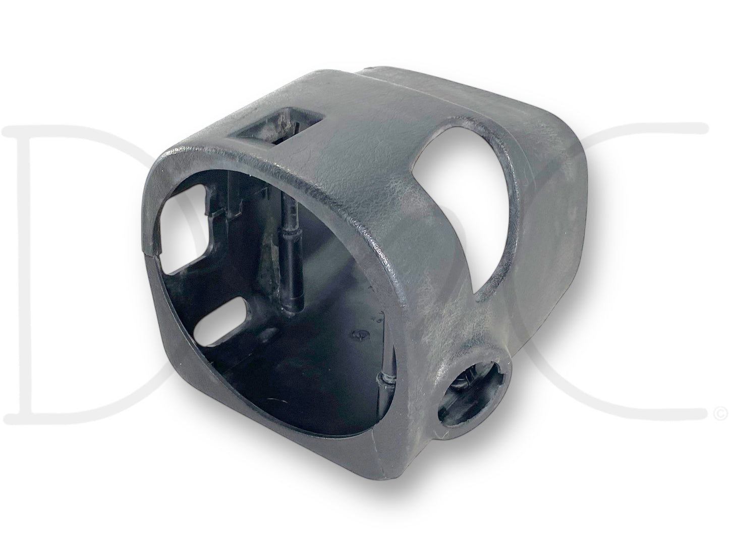 99-02 Ford F250 F350 Steering Column Shroud Tilt Auto Black Upper Lower part shown isolated on white background, used in good condition with light wear, compatible with 1999-2002 Ford Super Duty trucks and Powerstroke diesel models.